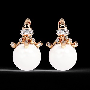 Handmade Octopus <b>Pearl</b> & Moissanite <b>Earrings</b>, Sea Life Statement Dangle Jewelry, Luxury White <b>Pearl</b> with Sparkling Accent - Product Image 1