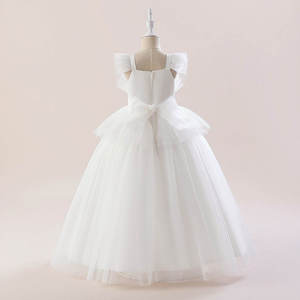 Vestido de Princesa Blanco de Alta Calidad al por Mayor para Niñas de 1 a 12 Años, Elegante Vestido de Tul con Capas, Largo hasta el Suelo, Transpirable, con Volantes - Product Image 3