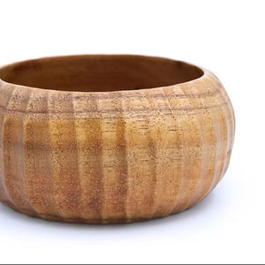Juego de Tazones Tallados en Forma de Donut de Madera de Acacia Suar, Hechos a Mano, Ecológicos, Aptos para Alimentos, Vajilla de Madera Natural para Regalos, Bali - Product Image 1