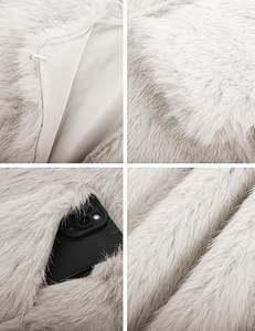 Manteau en fourrure de renard blanc chaud à rayures, luxueux et duveteux, avec veste d'hiver en vison pour femme - Product Image 5