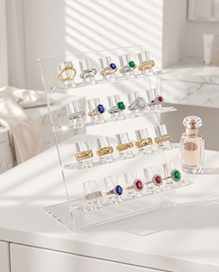 Clear Acrylic Hand Ring Holder Stylish Modern Jewelry Stand Elegantly Displaying Rings Accessories for Transparent - Product Image 5