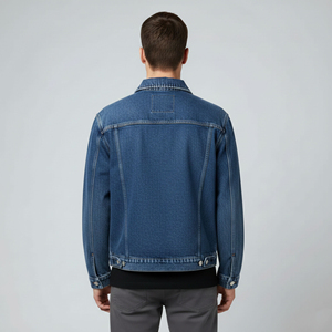 2026 Custom High Quality 100% Cotton Denim jacket Fit solid black men's denim jacket Windproof <b>Button</b> up unique Design man denim - Product Image 5