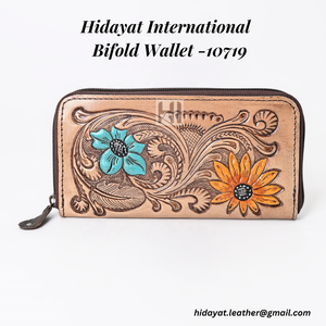 Portefeuille en cuir Crazy Horse pour femmes, portefeuille vintage à double pli en cuir véritable - Product Image 2