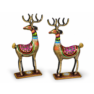 Juego de 2 Figuras de Ciervo de Hierro Pintadas a Mano, Diseño Bohemio, Decoración Ecológica para el Hogar u Oficina, Adorno de Mesa - Product Image 6