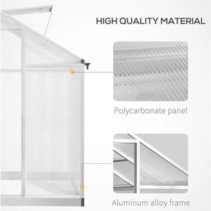 Serre de jardin en polycarbonate 8 L x 6 W avec aération de toit, serre d'hiver pour hobby avec gouttière pour la ventilation du jardin - Product Image 4