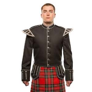 Veste doublet écossaise en laine brodée unie pour homme, col montant Prince Charlie, manteau de costume formel pour l'hiver - Product Image 4