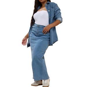 Jupe en jean pour femmes grandes tailles, tissu en gros, échantillon gratuit, personnalisable, meilleure qualité - Product Image 4