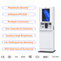 Kiosque de paiement extérieur étanche IP65 avec écran tactile, scanner QR, imprimante de tickets, recycleur de billets, SDK pour lavage de voitures et parking