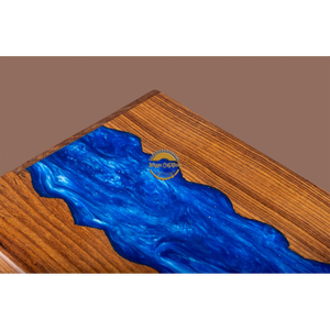 Handcrafted Ocean Wave Resin & Natural Wood Cremation Urn Blue Epoxy Ashes <b>Box</b> Artistic Funeral <b>Memorial</b> <b>Keepsake</b> by AYAANS - Product Image 3