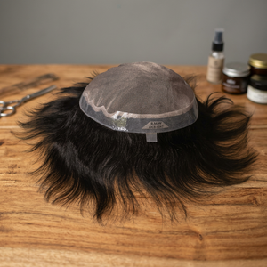 Lace Toupee for <b>Men</b> Indian Remy Hair 130% Density Center Part 100% Hand <b>Tied</b> Invisible Knots Mono Base 38mm Taz Hair BD -10X7 - Product Image 6