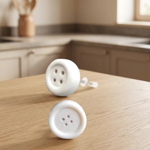 Boutons de meuble ronds en plastique blanc avec fixation par vis pour poignée de meuble de cuisine, design minimaliste, installation facile - Product Image 1