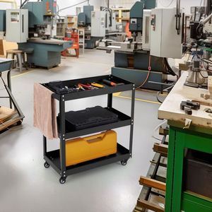 Carrello Portautensili a 3 Ripiani con Scaffali Spaziosi, 4 Ruote Universali e 2 Freni per Organizzazione e Stoccaggio - Product Image 3