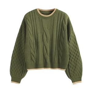 Anti-boulochage femmes lâche tricot pull à col rond pull hiver décontracté couleur unie motif 100% coton fait Bangladesh avant - Product Image 6