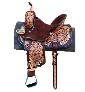 Selle de cheval de course western haut de gamme, faite à la main |   Selle de randonnée en cuir sculpté floral, équipement d'équitation durable - Product Image 3