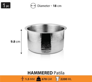 Hammered Stainless Steel Cooking <b>Pot</b> Mirror Finish Soup <b>Stock</b> <b>Pot</b> <b>with</b> <b>Lid</b> for Gas and Induction Cookware - Product Image 2