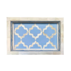 Plateau de service rond indien de haute qualité, fait main, avec des perles nacrées, design marocain, articles pour la maison, Dubaï, Arabie Saoudite - Product Image 5