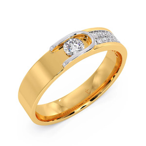แหวนเพชรทรงกลมสองสีทันสมัยสำหรับผู้ชาย - Product Image 2