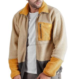 Chaqueta de Forro Polar para Hombre con Bloques de Color, Cierre de Cremallera, Cuello Vuelto, Ropa Exterior Casual de Otoño, Ajuste Regular, Tallas Grandes - Product Image 1