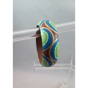 Traditional Hand Painted <b>Wooden</b> <b>Bangles</b> Set for Women Ethnic Jewelry Cultural Fashion Accessories Made From Bamboo Wood Crafts - Product Image 1