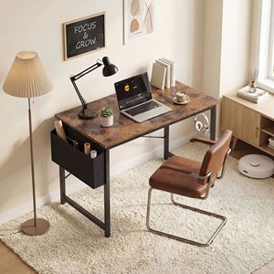 Modern Simple Style 40" Home Office <b>Desk</b> with Storage Bag and Hook for <b>Small</b> <b>Spaces</b> - Product Image 5