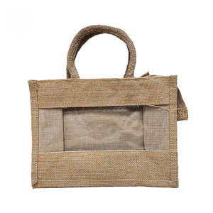 Sac à déjeuner en jute fait main de qualité supérieure avec poignée renforcée - Product Image 2