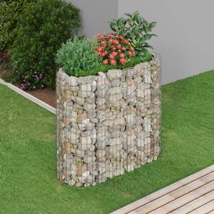 Bac à plantes surélevé en gabion en fer galvanisé argenté, résistant, pour fournitures de jardinage - Product Image 1