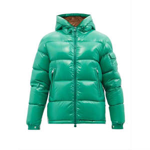 Men Winter Green Shiny Puffer Jacket Hooded <b>Bubble</b> <b>Coat</b> Custom Logo Color Size Wholesale Oem Plus Size Thick Warm Wet Look - Product Image 1