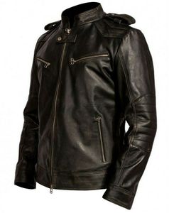 Men's Durable PU <b>Leather</b> Jacket with Stand Collar Autumn Winter <b>High</b> Fashion Canvas Pockets <b>Top</b> Seller jacket for men - Product Image 5