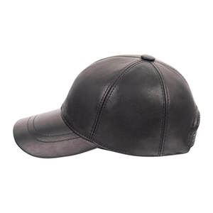 Professional Manufacturer Genuine Leather Unisex <b>Baseball</b> <b>Cap</b> 100% Pure Leather Solid Color Adjustable Back Strap Breathable Hat - Product Image 3