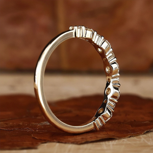 Round Diamond Eternity Band Wedding <b>Ring</b> Half Eternity <b>Stacking</b> <b>Ring</b> Dainty Diamond Band for Women - Product Image 5