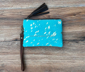 El más nuevo pelo en cuero de vaca metálico borla bolsa occidental de cuero genuino cremallera muñequera tarjeta de crédito teléfono carteras para mujeres - Product Image 2