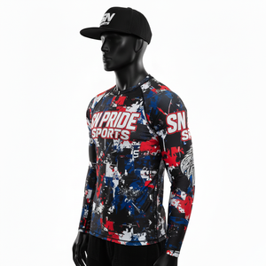 Custom Unisex Long Sleeve Eco-Friendly Spandex/Polyester 240g MMA Rash Guard Breathable Sublimation Printed OEM Service - Product Image 2