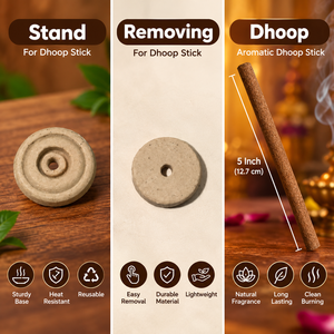 KARSOBIX Dhoop-Stäbchen 5 Zoll Natürlicher Duft Indische Räucherstäbchen für Pooja Meditation Umweltfreundlicher Keramikständer Inklusive - Product Image 4