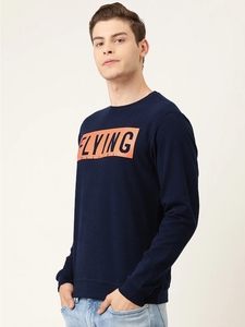 Sweat-shirt à col rond bleu marine pour homme, coupe classique, logo imprimé, pull décontracté, tricot d'automne, 100% coton - Product Image 5