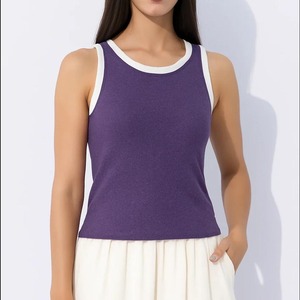 Camiseta sin mangas corta de algodón blanca con cuello redondo para mujer, estilo holgado, ideal para yoga, deporte y fitness, diseño personalizado de verano. - Product Image 4