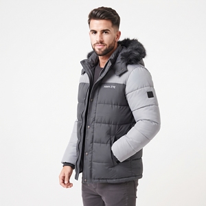 Parka de Invierno Acolchada de Pana para Hombre, Diseño Personalizado, Bloques de Color Personalizados, Forro de Piel Sintética, Cortavientos, Ropa de Calle - Product Image 5
