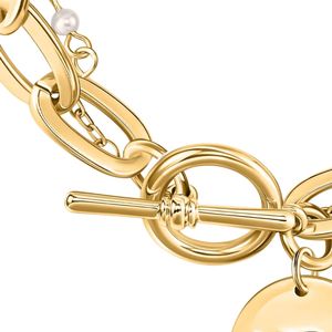 Bracelet à fermoir en perles dorées avec pendentif rond décoratif, accessoire de mode élégant pour femme, idéal pour un mariage - Product Image 5