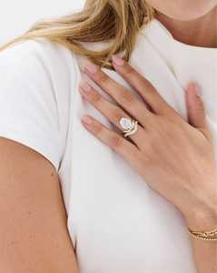 แหวนเพชรแบบซ้อนได้ 3/4 วง ฝังเพชรแบบ Pave ทองคำแท้ 10k 14k 18k ทรงกลม เพชรเลี้ยงในห้องปฏิบัติการ ดีไซน์โค้ง สำหรับงานแต่งงาน ครบรอบแต่งงาน เครื่องประดับชั้นดี - Product Image 6