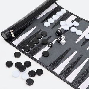 Juego de Backgammon de Viaje Enrollable de Cuero, Juego de Mesa Portátil de PVC y Cuero para Viajes y Actividades al Aire Libre - Product Image 3