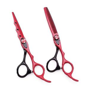 Ciseaux professionnels rouges pour la coupe des cheveux, lame en acier inoxydable, manche long, pour droitiers, usage en salon - Product Image 1