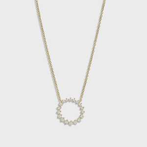 Collares con Colgante de Círculo Abierto de Diamantes, Redondos, Cultivados en Laboratorio, Cadena de Oro Sólido de 14K y 18K, 16 y 18 Pulgadas, Joyería Fina Delicada para Uso Diario - Product Image 1