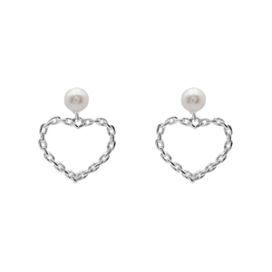 ต่างหูเงินแท้ 925 รูปหัวใจประดับมุก น้ำหนักเบา จากผู้ผลิตโดยตรง เครื่องประดับห่วงแบบเรียบหรูสำหรับผู้หญิง - Product Image 1