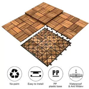Azulejos de cubierta entrelazados de madera de acacia de 12mm para exteriores modernos Técnica suave con 18 listones Fácil instalación Oferta natural - Product Image 3