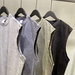 Chaleco de Verano para Hombre, de Alta Calidad, 100% Algodón, Lavado Ácido, Estilo Vintage, Talla Grande, Personalizable para Hombre y Mujer - Product Image 2