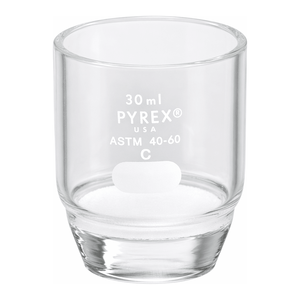 Crisol de forma baja PYREX de 30 mL con disco fritado para precipitados analíticos - Product Image 1