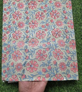 Floral Cotton <b>Fabric</b> Coral <b>Pink</b> Flowers Blue Leaves Sewing Material Soft Lightweight for Kids Women Dresses Sewing Gift For Her - Product Image 2