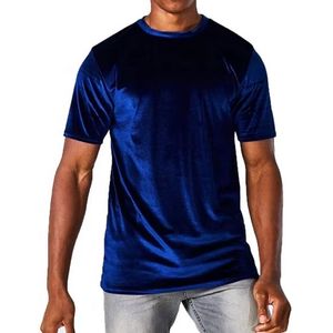 เสื้อยืดคอกลมกำมะหยี่สีเงินบดลาย ผู้ชาย แขนสั้น สตรีทแวร์สุดหรู เนื้อผ้าหนานุ่ม ระบายอากาศได้ดี - Product Image 4