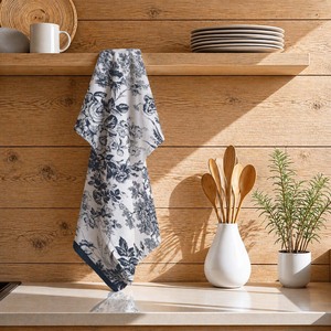 Serviette de cuisine en coton à motif floral élégant, couleur blanche, super absorbante, écologique, pour la maison - Product Image 1