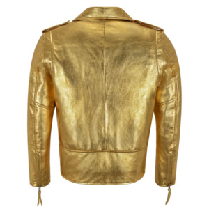 Custom 100% Genuine Metallic Leather Foil Biker <b>Jacket</b> Men’s BRANDO Rocker Motorcycle Shinny Leather <b>Jacket</b> OEM/ODM Manufacturer - Product Image 3