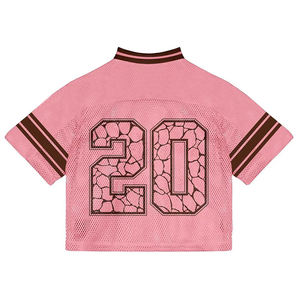 Maillot de football américain rose en mesh à manches courtes, col en V, respirant, imprimé par sublimation, numéro 20, unisexe adulte - Product Image 3